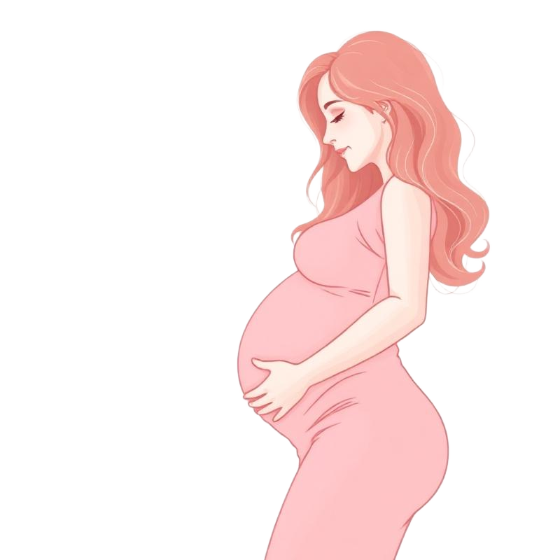 Mulher grávida de perfil acariciando a barriga
